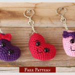 Puffy Heart Keychain Free Crochet Pattern