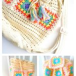 Granny Square Rainbow Backpack Free Crochet Pattern and Video Tutorial